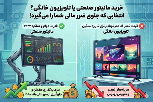 خرید مانیتور صنعتی یا تلویزیون خانگی؟ انتخابی که جلوی ضرر مالی شما را می‌گیرد!